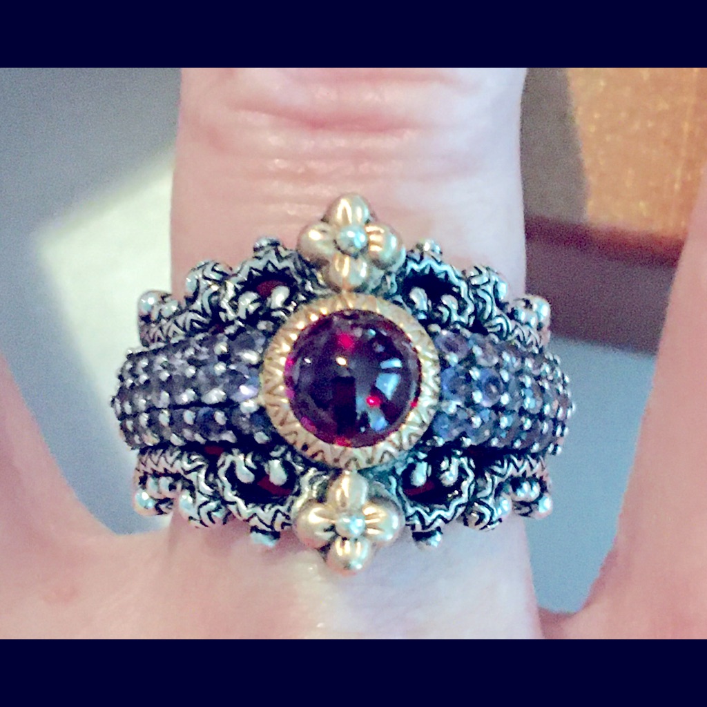 Barbara Bixby Rhodolite Garnet/Iolite 18k Rose Gold Sterling Silver Ring
